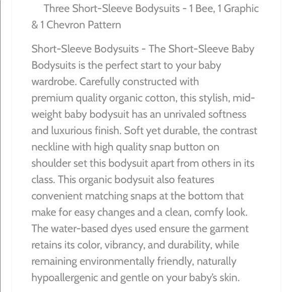 SET OF BABY UNISEX ORGANIC SS BODYSUITS (3-PC SET) - Picture 3 of 7